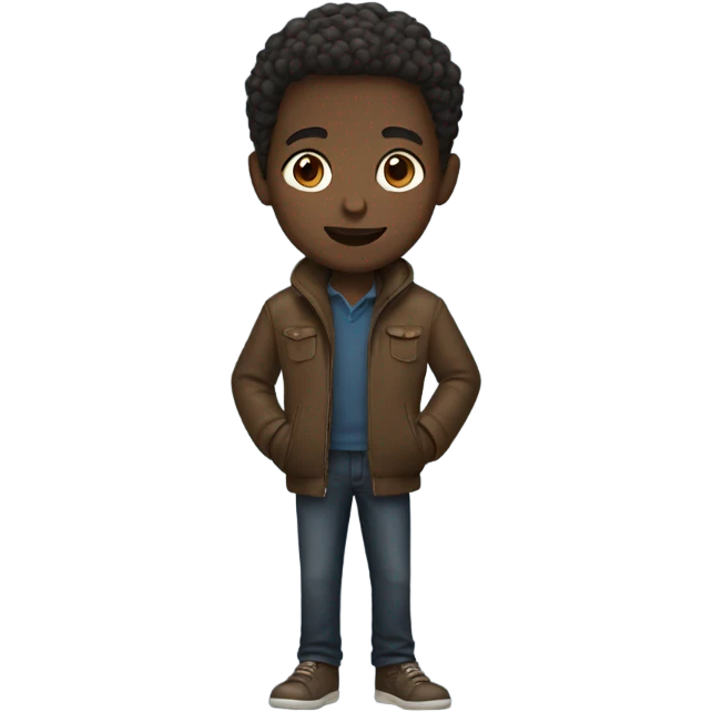 dark-skinned boy in brown jacket emoji