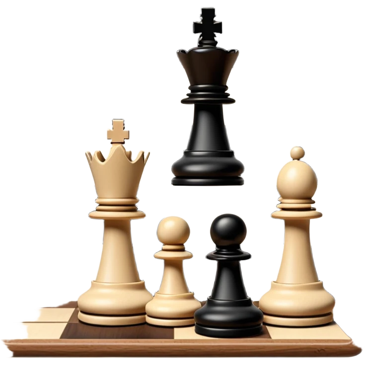 A chessboard with a few strategically placed pieces, including a king, queen, and pawns. The scene highlights the classic black and white squares of the board, emphasizing strategy and thoughtfulness in the game of chess. emoji