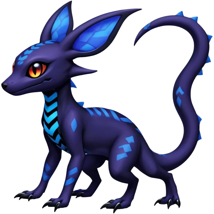 Gothic Colorful Salandit-Umbreon-Fakémon-hybrid-creature (full body)  emoji
