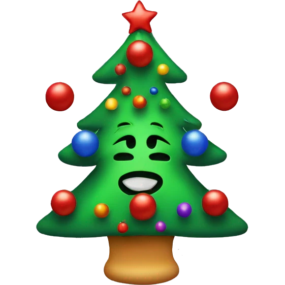 Christmas tree with balls in the form of clown faces emoji