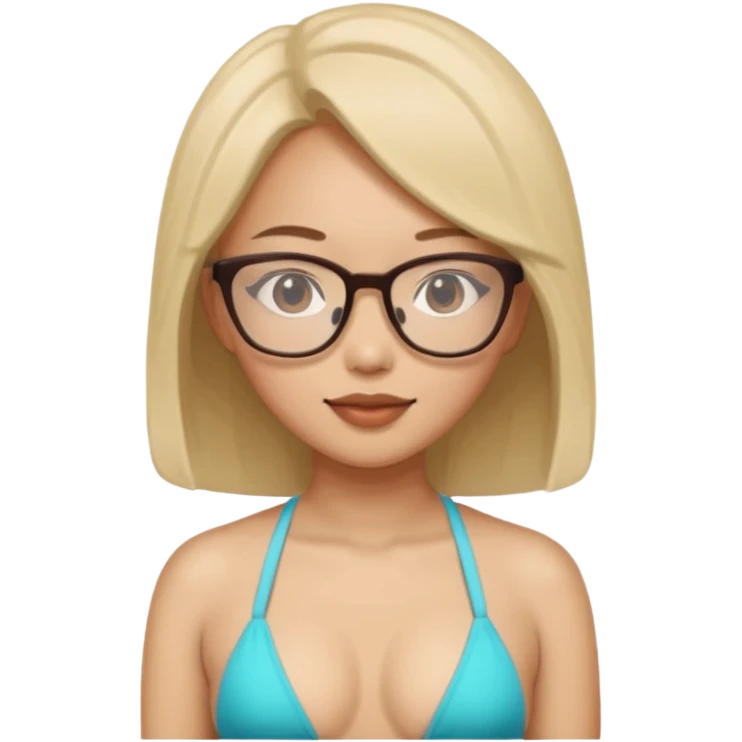 asian woman with glasses wearing a bikini emoji