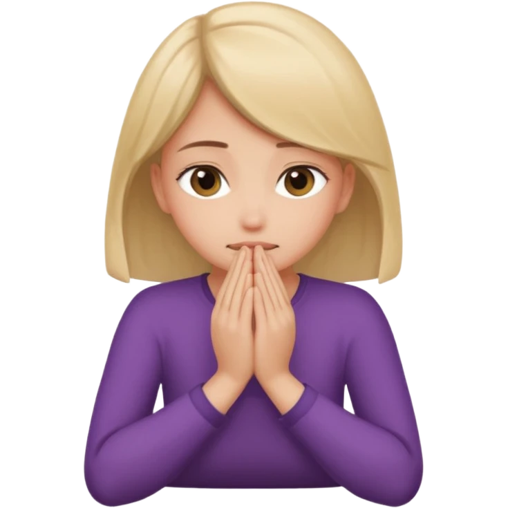 девочка  сидит и закрывает руками лицо emoji