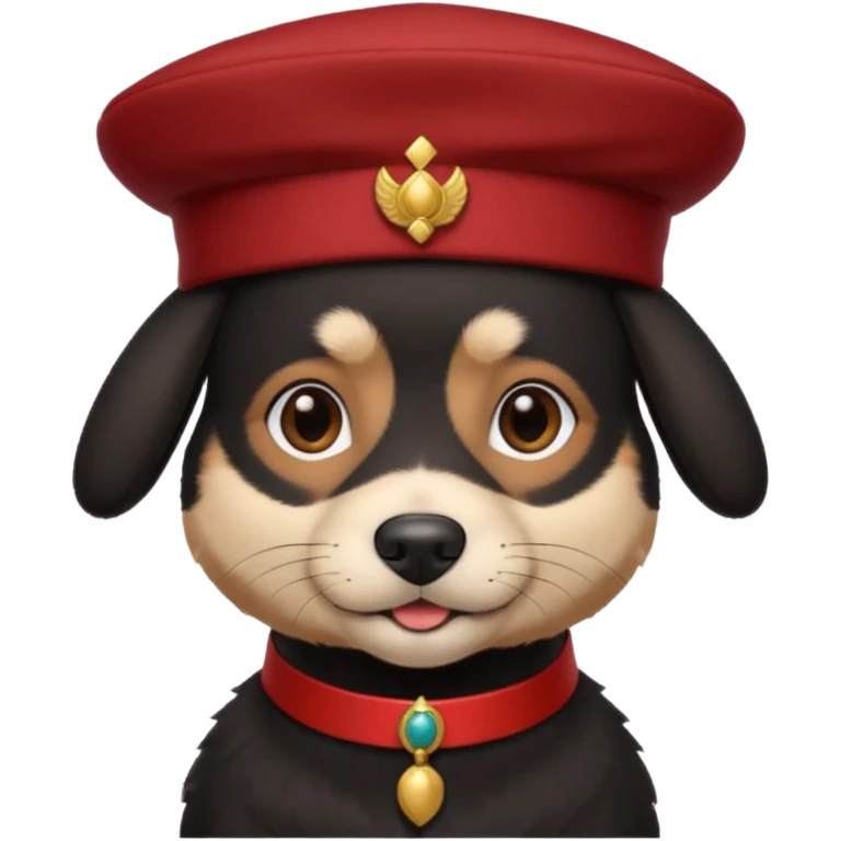 black suited dog with fes hat emoji