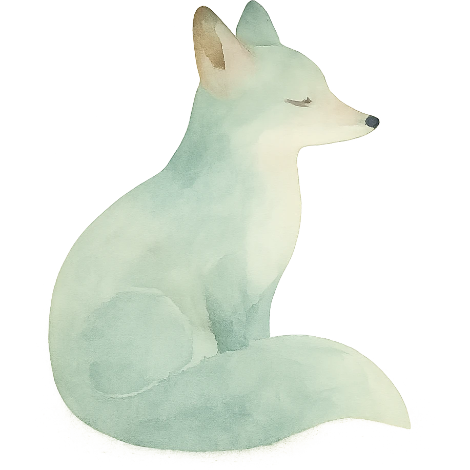 green fox, watercolor, soft color transitions emoji