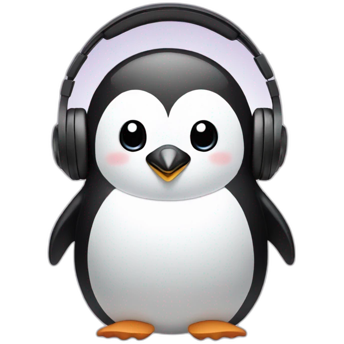 Penguin with headset emoji