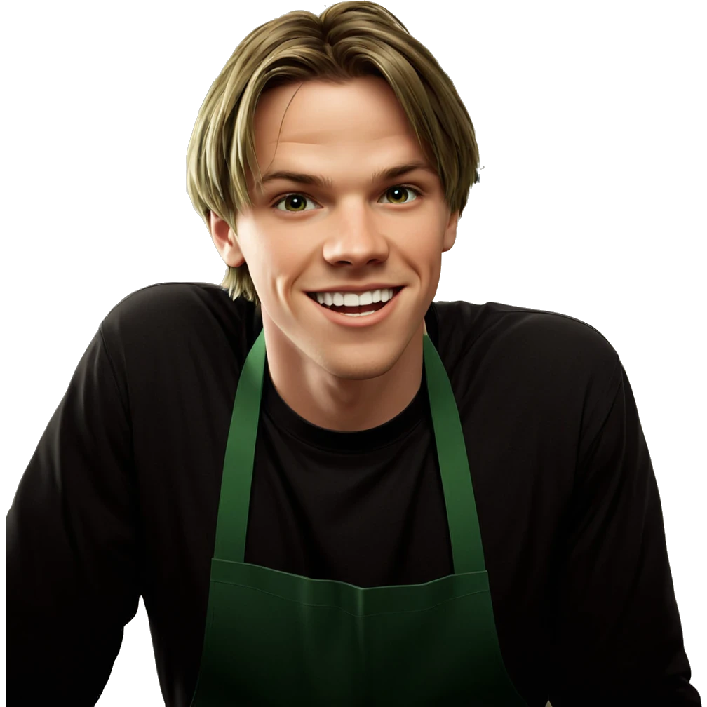 smiling boy in green apron emoji