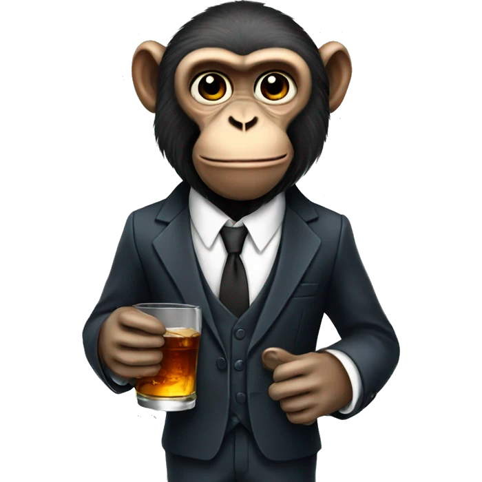 Monkey in a suit drinking whiskey  emoji