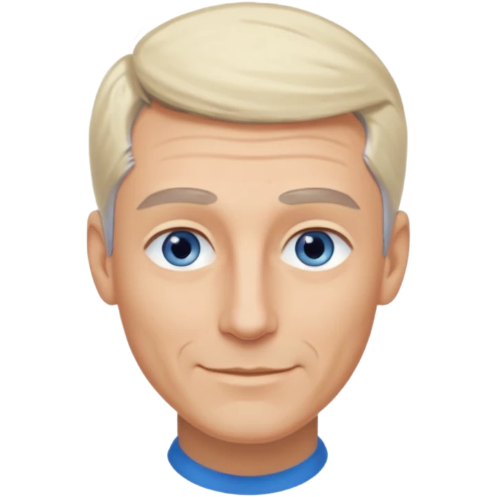 Avatar pic male gray hair blue eyes clean shaven blonde eyebrows high cheekbones sly smile long eyelashes emoji