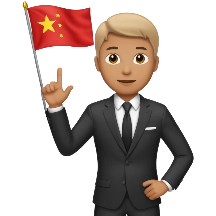 man in a suit waving a flag emoji