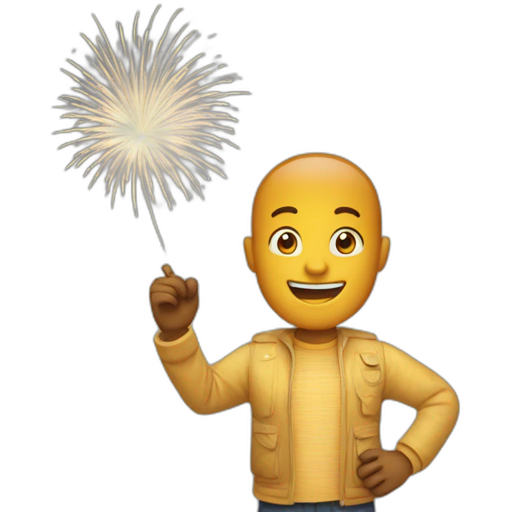 happy man with fireworks emoji
