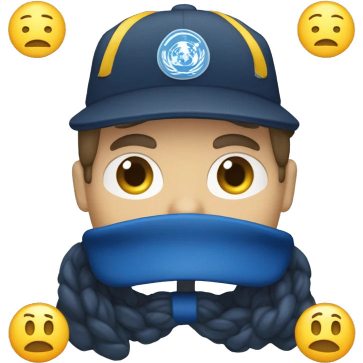 Un emoji de una persona con gorra azul marino que tenga escrito al frente la siglas PCAD emoji