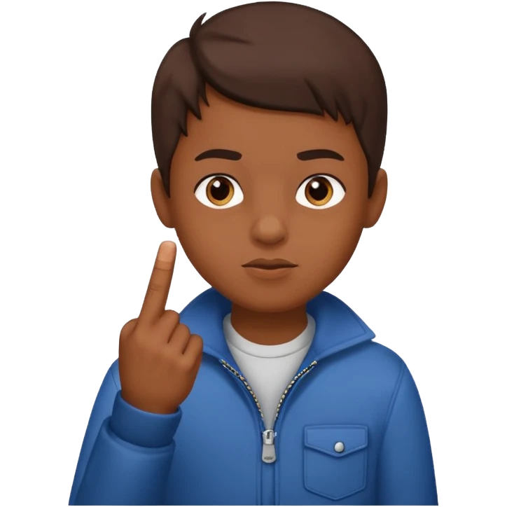 Ein Junge der Mittelfinger zeigt emoji