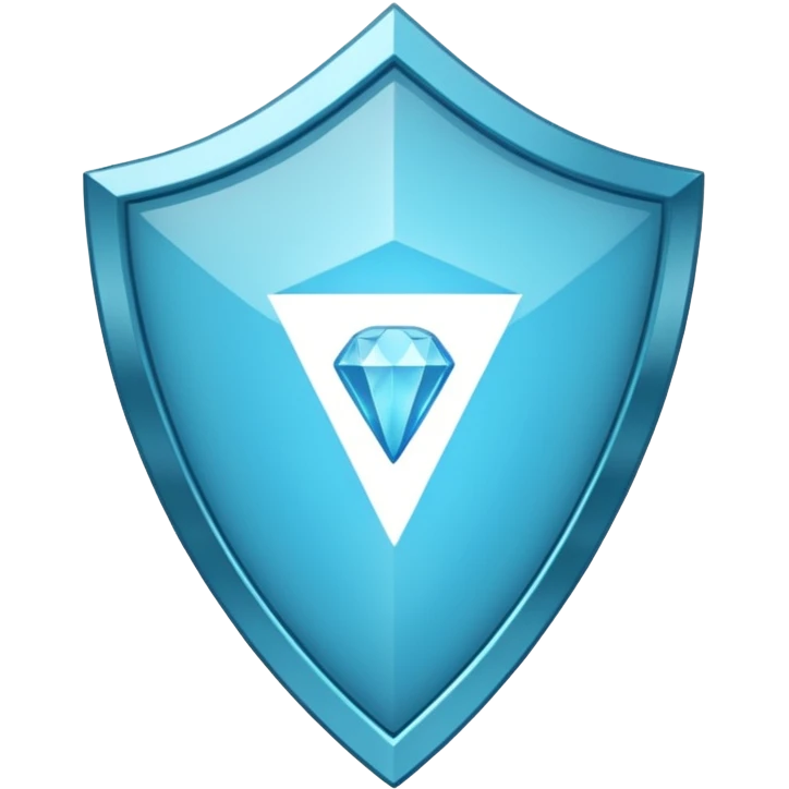 Cyan blue shield with diamond emoji