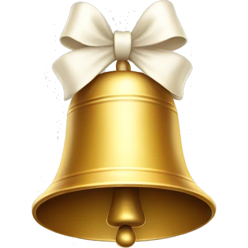 golden bell with little white bow on top emoji