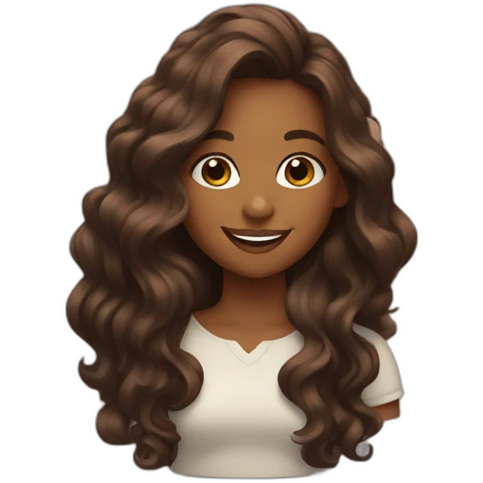 A brown girl with long wave hair smiling  emoji