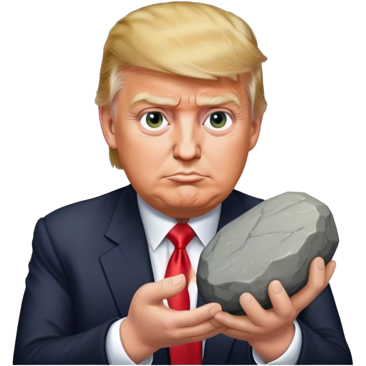 Trump holding a stone in his hands emoji