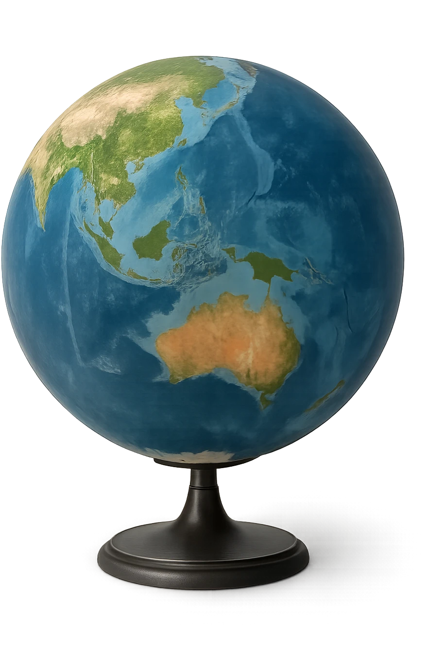 Create a realistic globe image showing Australia in view, with blue oceans and realistic land colors, on a transparent background. The style should be photorealistic and natural looking. emoji