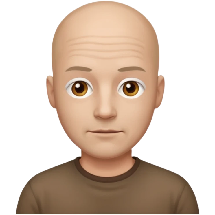 powder white skin bald man brown shirt emoji
