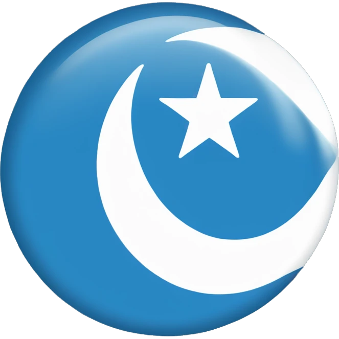 Uyghur flag, blu background, white star and wite crescent emoji