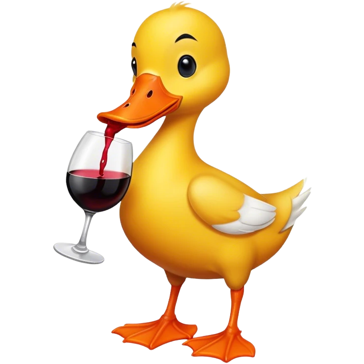 Yellow duck drinking wine  emoji