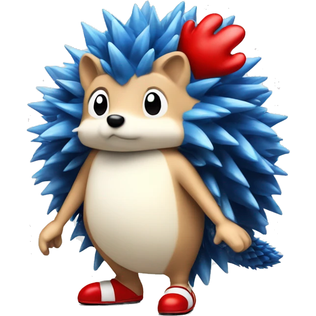 blue hedgehog with red shoes tan belly and white gloves emoji