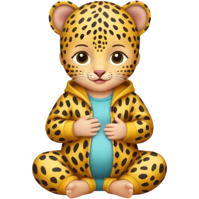 human baby with leopard patterned clothes emoji