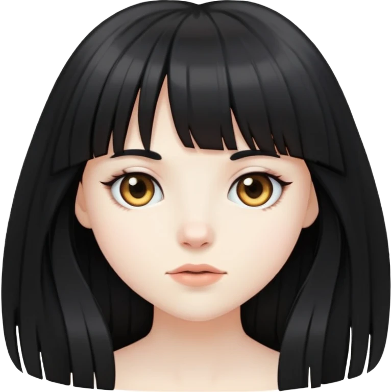 pale girl with black long hair and bangs  emoji