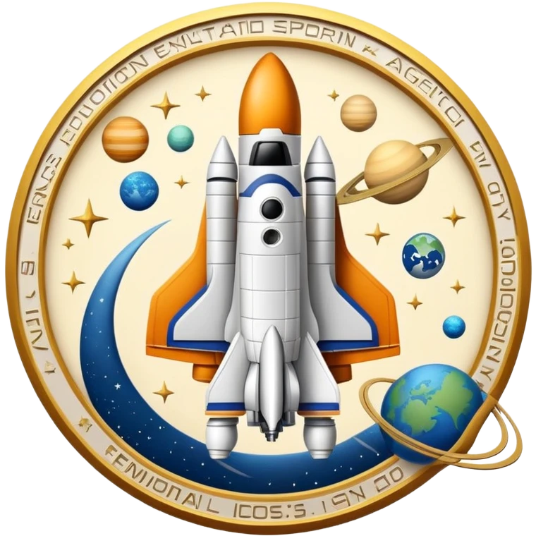 space exploration agency emblem with spacecraft emoji