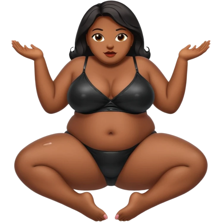 A sexy black bbw holding her legs up and her pussy exposed and it’s wet and dripping
 emoji
