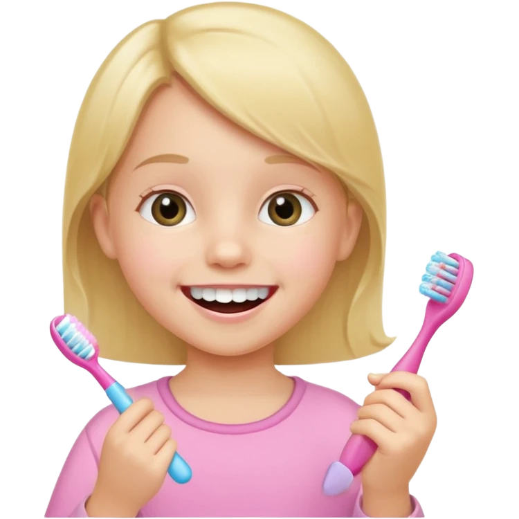 little girl brushing her teeth emoji