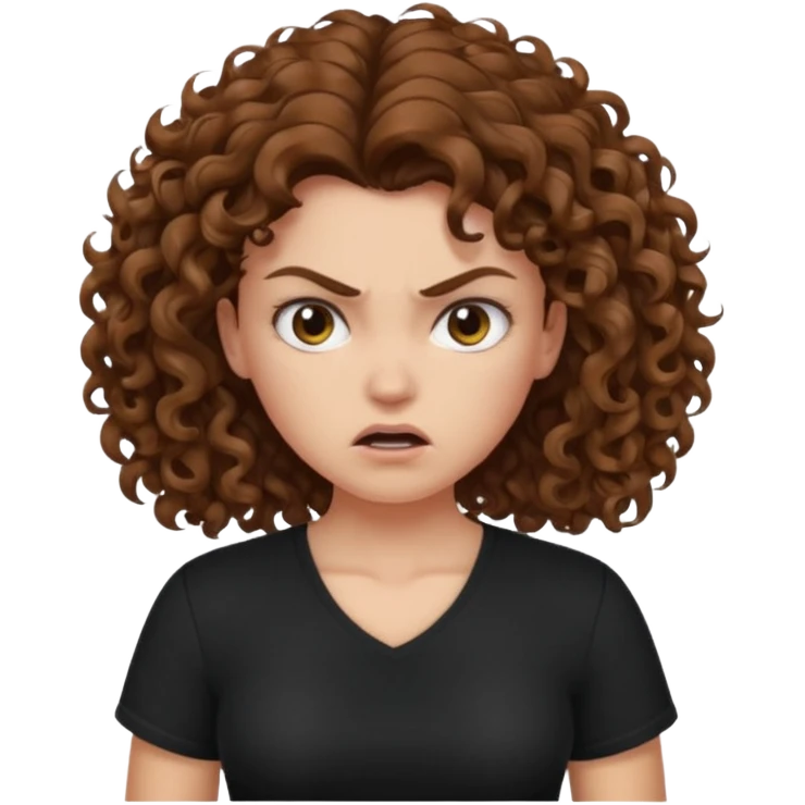 angry curly haired woman with torso emoji