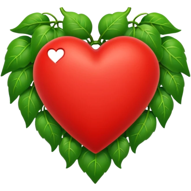 red heart with green vines growing around it emoji