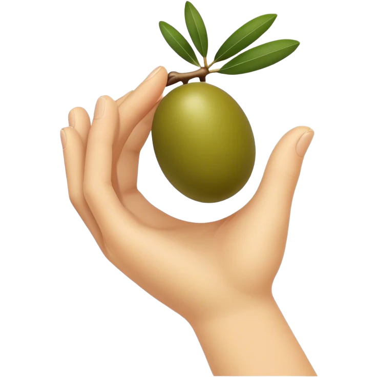 Hand holds 1 green olive emoji