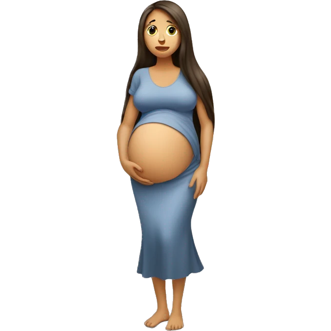 Pregnant women hungry with long hair emoji