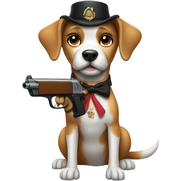 Dog with a gun and a bow  emoji