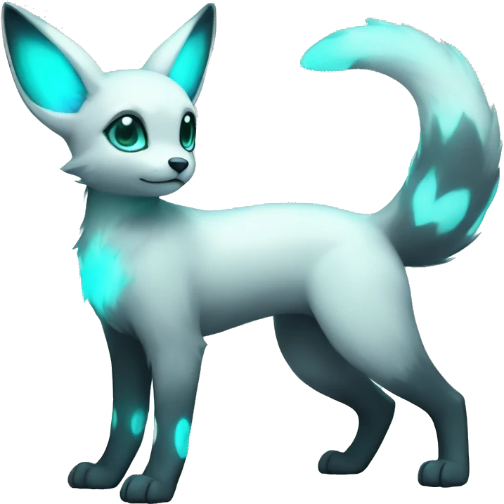 White Shiny Pastel Umbreon with glowing cyan markings full body emoji