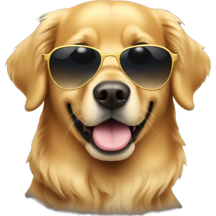 Golden retriever with sunglasses emoji