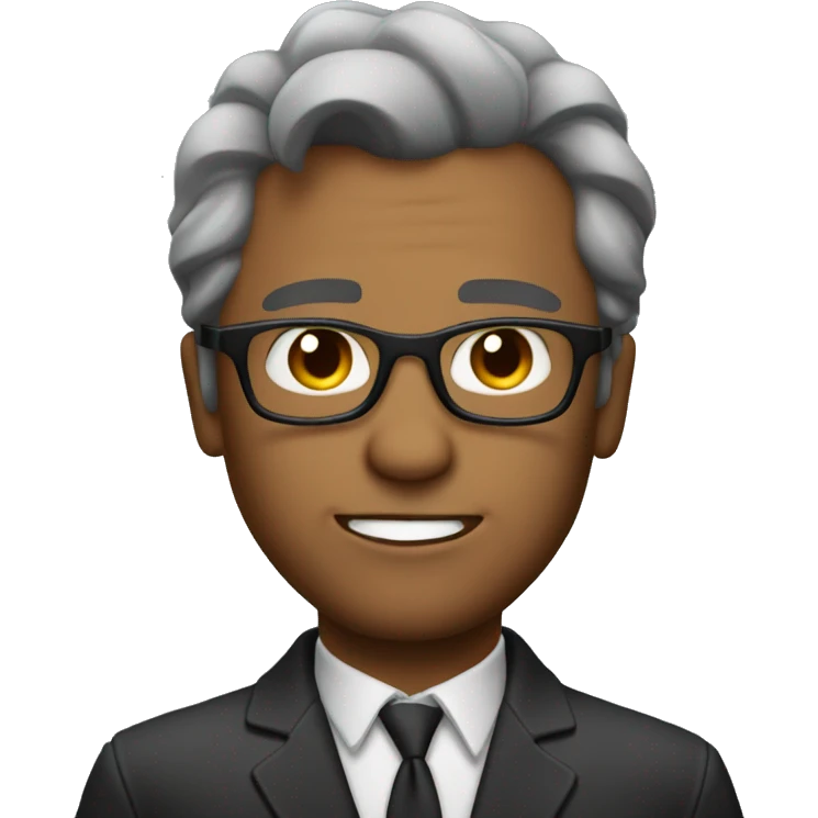 Man Looking like Tony stars but with glasses and bold hair and a bit greyed emoji