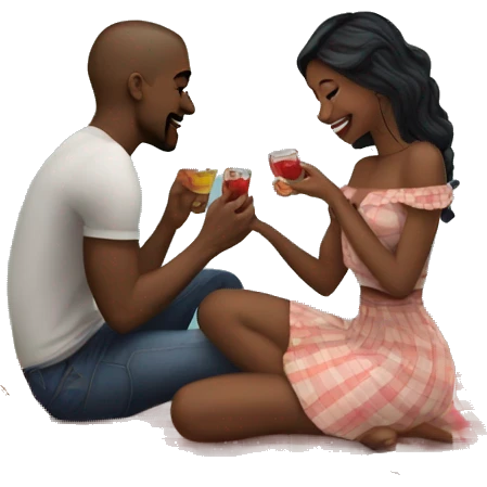 Romantic picnic date for beautiful tattooed couple emoji