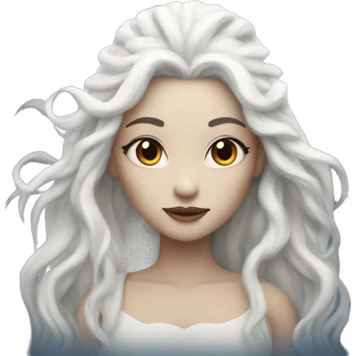 Moon goddess with long white hair  emoji