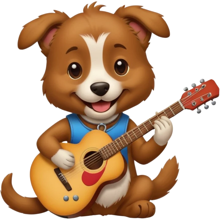 happy dog playing guitar emoji