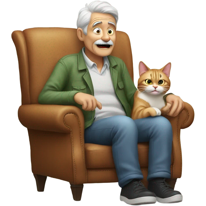 Old cat farting on a man emoji