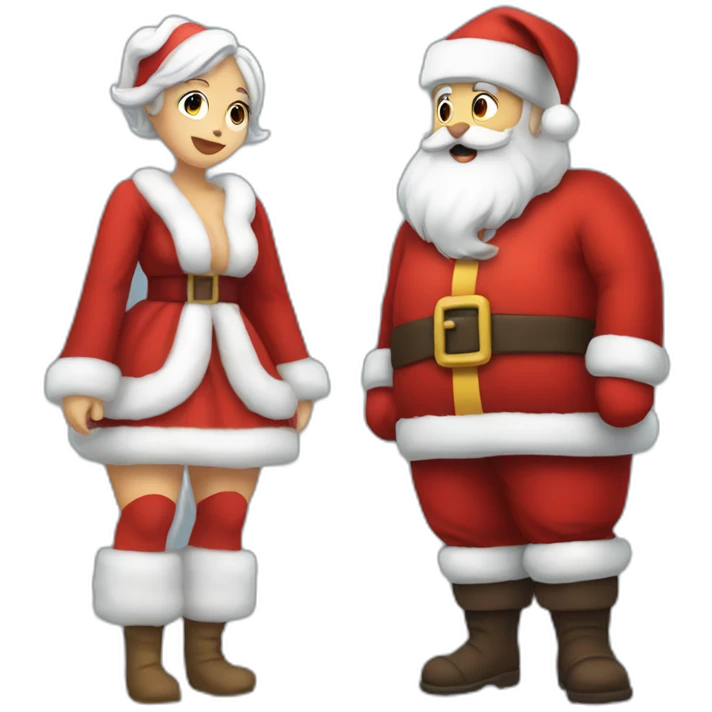 full body santa and mrs. claus kiss emoji