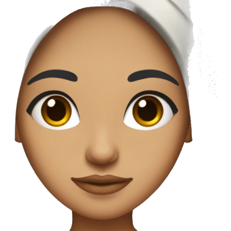 a hispanic girl with long black straight hair with red blush cheeks and mid eyelashes and a lil tan emoji