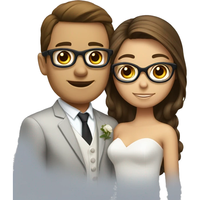 Mariage entre une fille au cheveux brun et un homme a lunettes  emoji