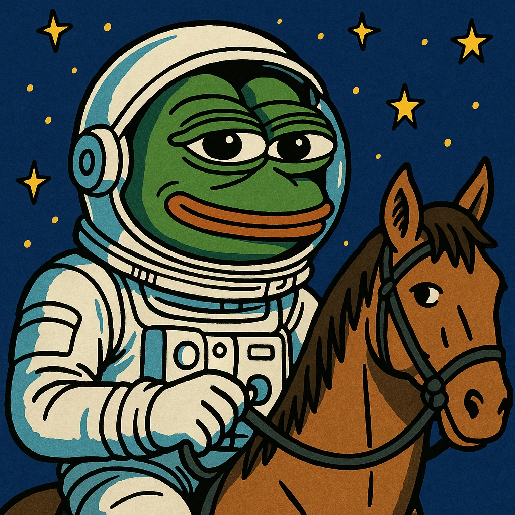 astronaut on horseback with stars in background emoji