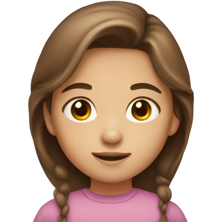 Little girl with brown eyes and long brown hair holding emoji