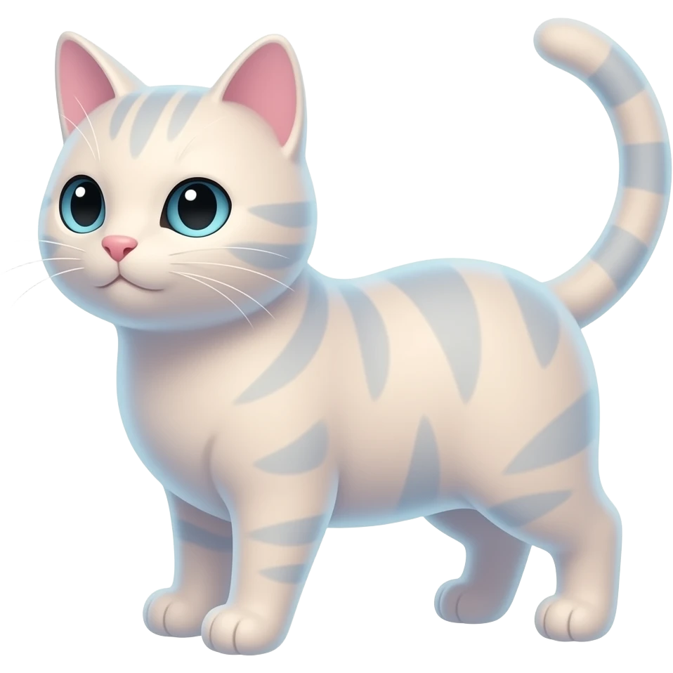soft pastel cat, translucent effect, matte glass style, floating emoji