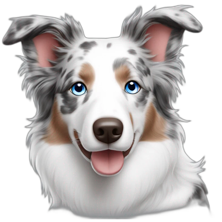 white red merle border collie speckled face blue eyes emoji