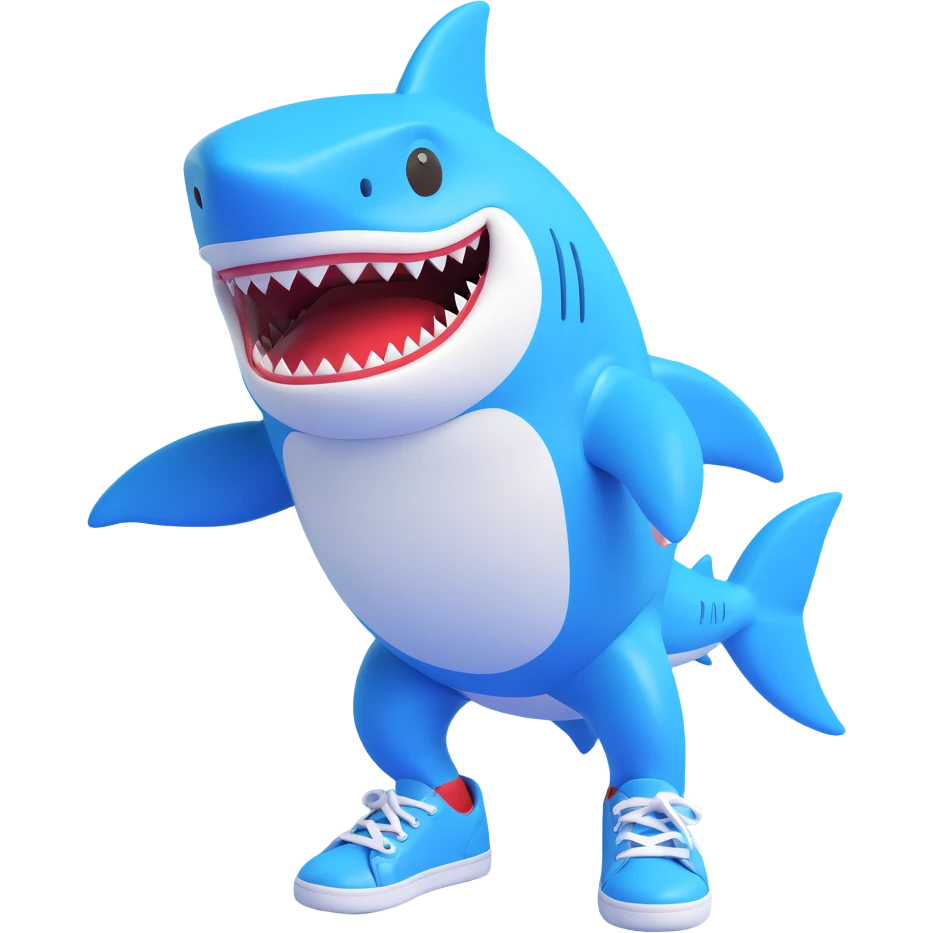 shark wearing blue shoes emoji